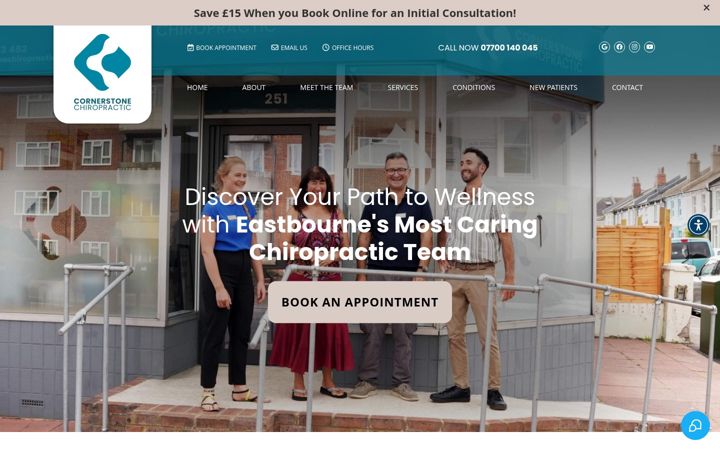 Screenshot von cornerstonechiropractic.co.uk