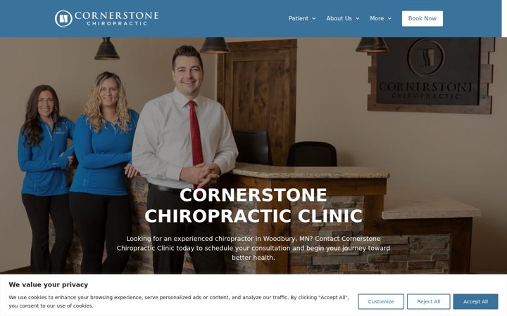 Screenshot of cornerstonechiropracticclinic.com