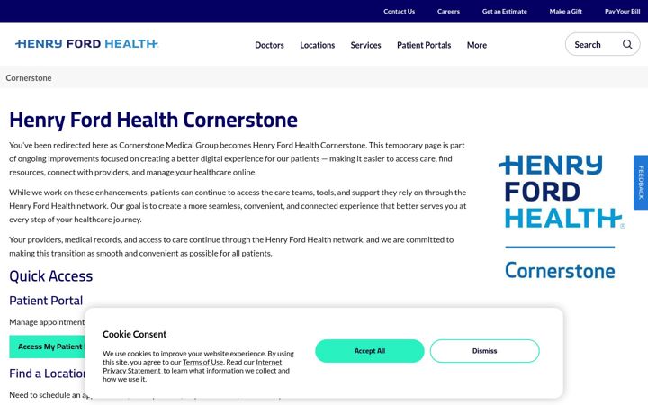 Screenshot of cornerstonemedgroup.com