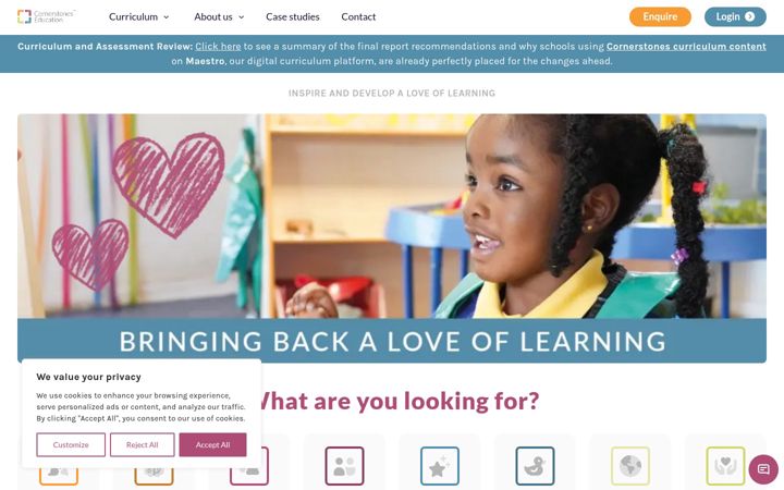 Screenshot of cornerstoneseducation.co.uk