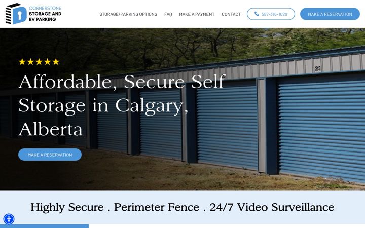 Screenshot di cornerstonestorageandrvparking.ca