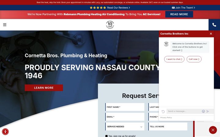 Screenshot of cornettaplumbing.com
