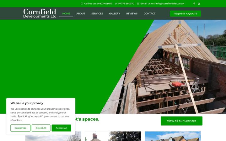Screenshot of cornfielddev.co.uk