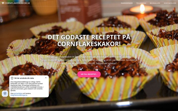 Screenshot of cornflakeskakor.se