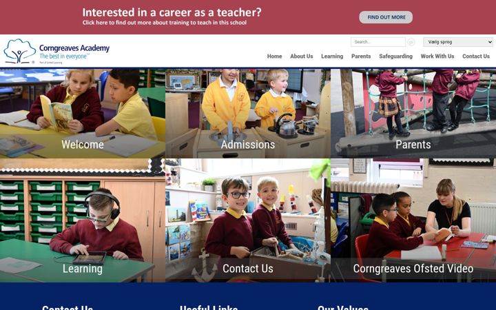Screenshot of corngreavesacademy.org.uk