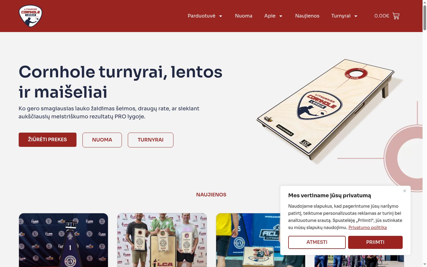 Sutikimo reklamjuostės, rodytos prieš bet kokią sąveiką, ekrano kopija