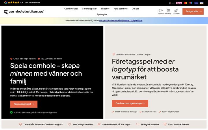Screenshot of cornholebutiken.se