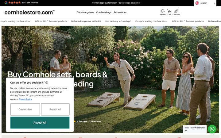 Screenshot of cornholestore.com