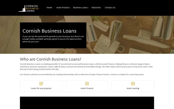 Ekrano kopija cornishbusinessloans.co.uk