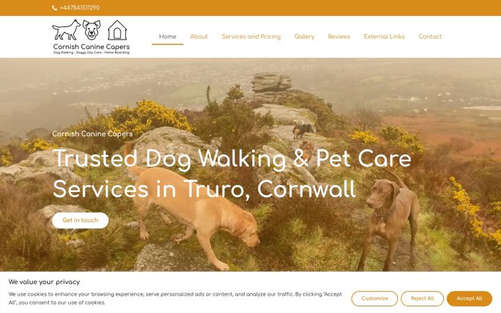 Ekrano kopija cornishcaninecapers.co.uk