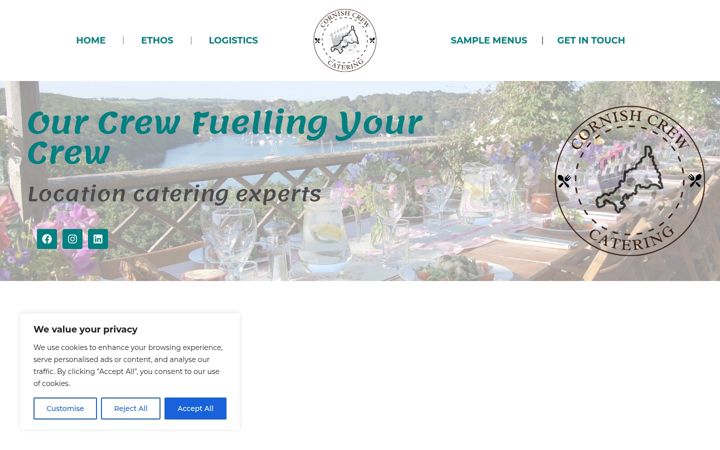 Screenshot of cornishcrewcatering.co.uk