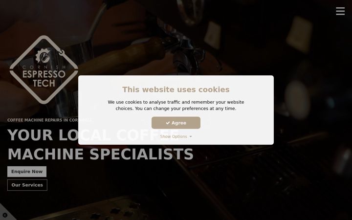 Ekrano kopija cornishespressotech.co.uk