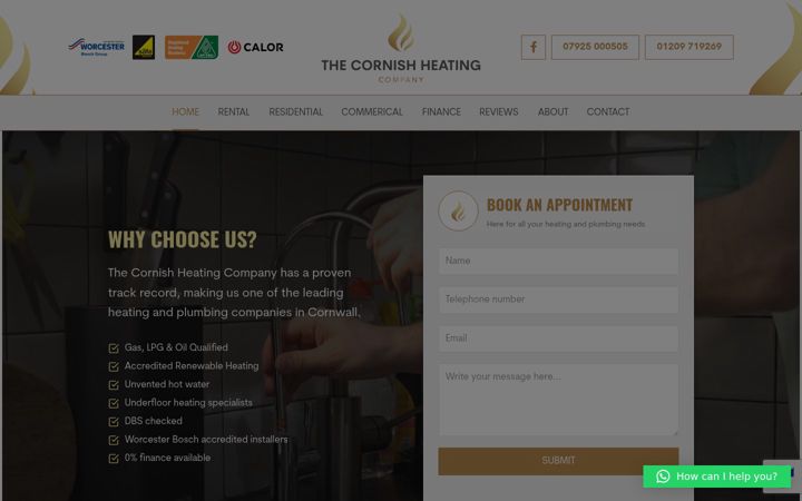 Screenshot of cornishheating.co.uk