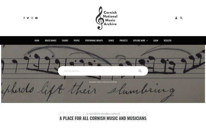 Screenshot of cornishnationalmusicarchive.co.uk