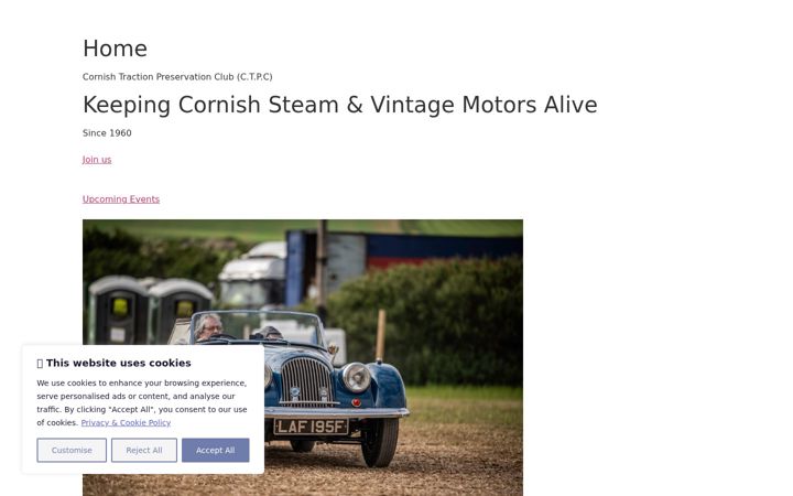 Screenshot of cornishtractionpreservationclub.co.uk