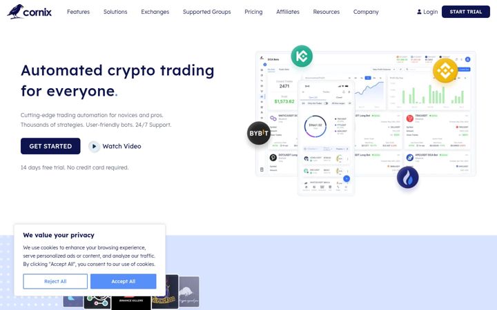 Skärmbild av cornix.io