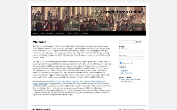 Screenshot of cornreturnsonline.org