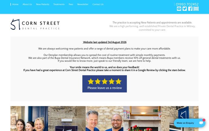 Screenshot of cornstreetdental.co.uk