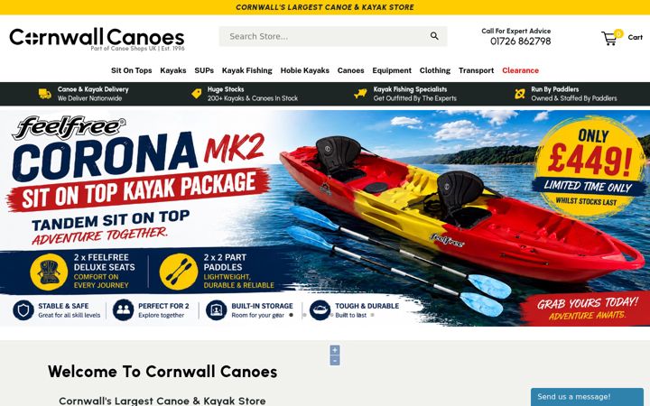 Screenshot of cornwall-canoes.co.uk