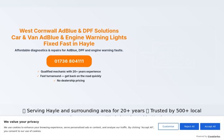 Screenshot of cornwallautocare.co.uk