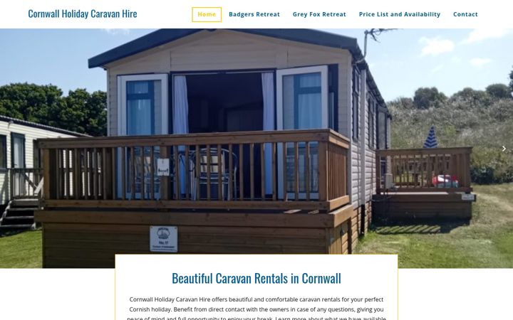 Screenshot of cornwallholidaycaravanhire.co.uk