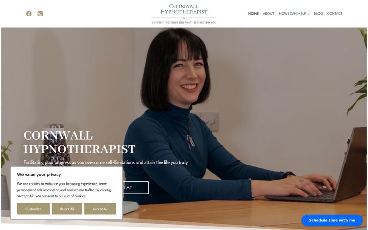 Screenshot of cornwallhypnotherapist.co.uk
