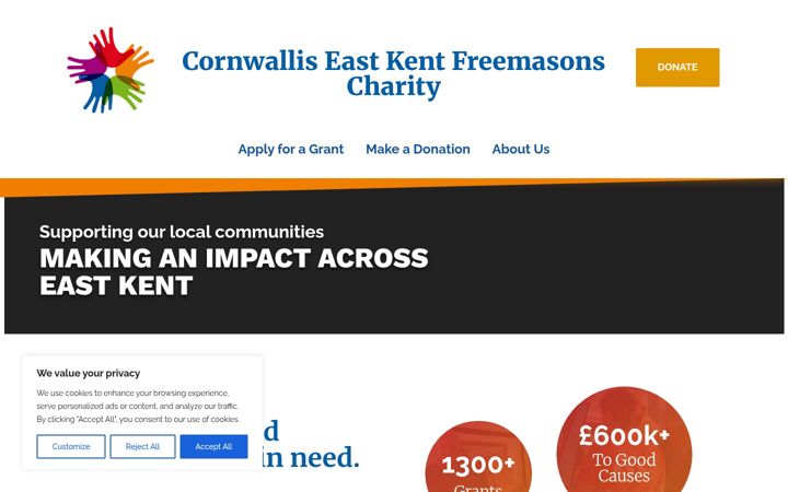Screenshot of cornwallisekfc.org.uk