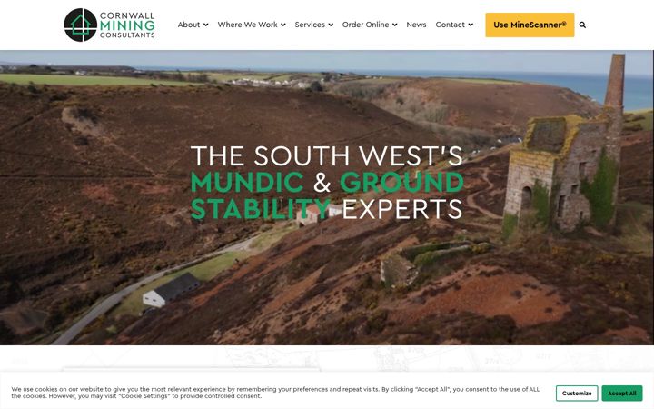 Screenshot of cornwallminingconsultants.co.uk