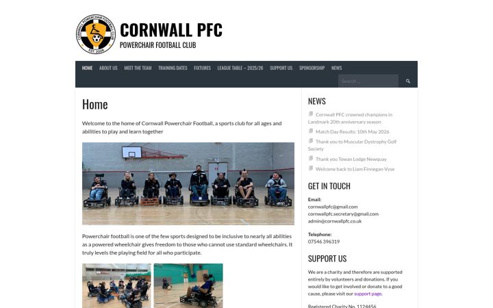 Screenshot of cornwallpfc.co.uk