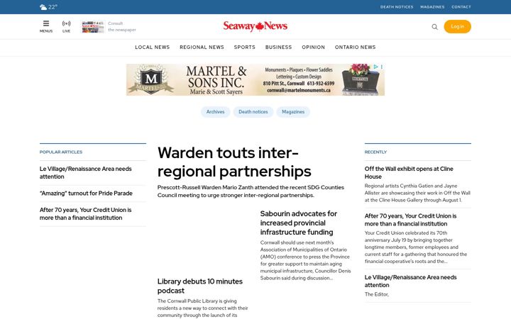 Screenshot of cornwallseawaynews.com
