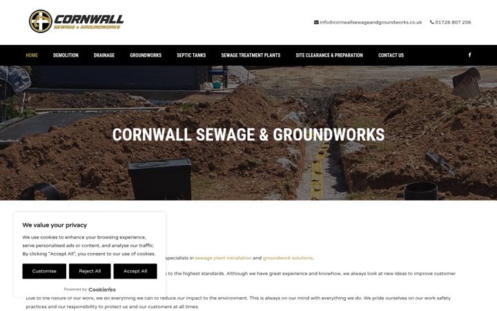 Screenshot of cornwallsewageandgroundworks.co.uk