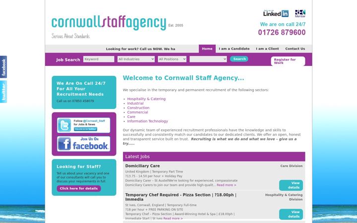 Screenshot of cornwallstaffagency.co.uk