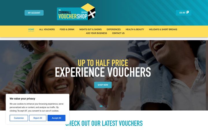 Screenshot of cornwallvouchershop.com
