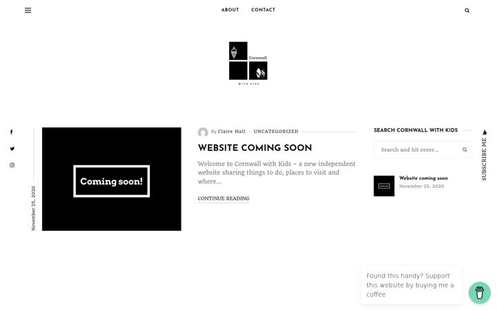 Screenshot of cornwallwithkids.co.uk