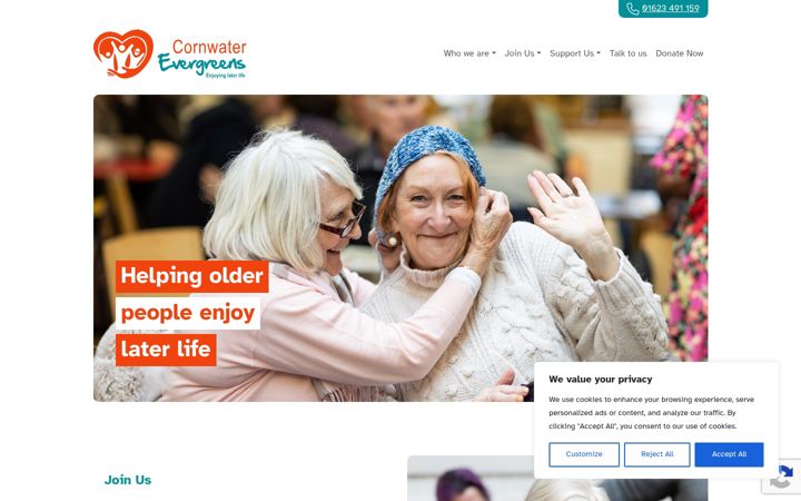 Screenshot of cornwaterevergreens.co.uk