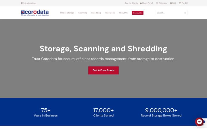 Screenshot of corodata.com