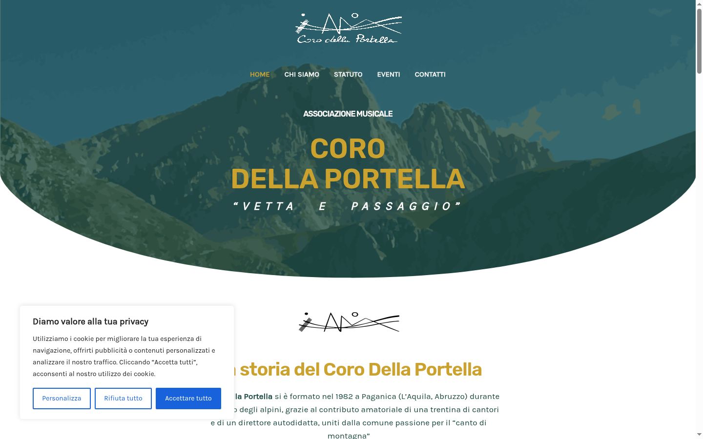 Screenshot del banner di consenso mostrato prima di qualsiasi interazione