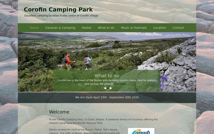 Screenshot of corofincamping.com