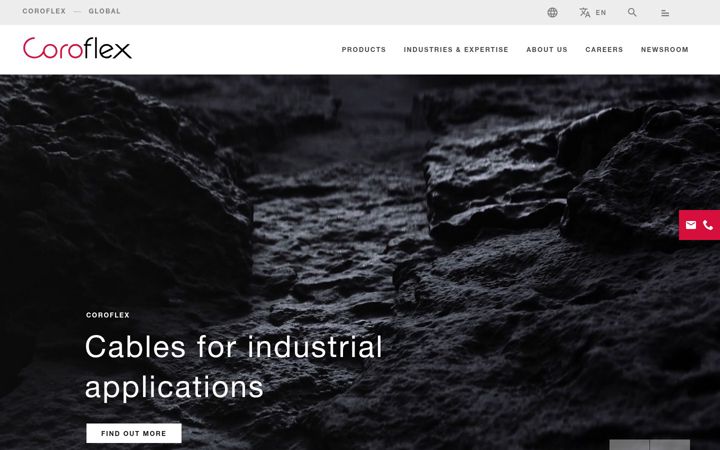 Screenshot of coroflex-cables.com