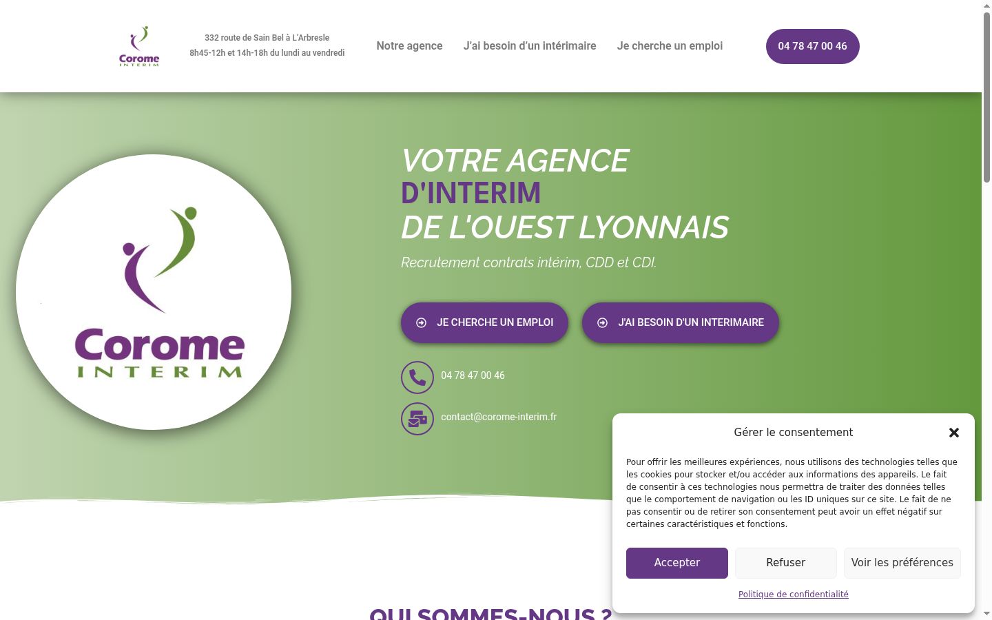 Screenshot del banner di consenso mostrato prima di qualsiasi interazione
