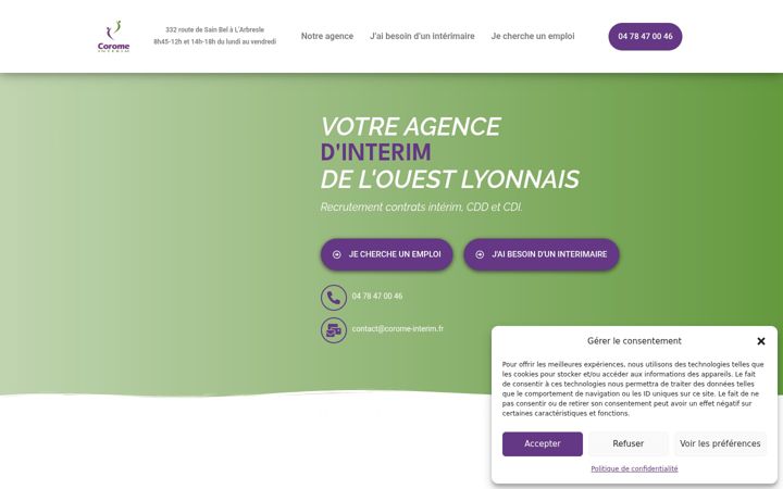 Screenshot di corome-interim.fr