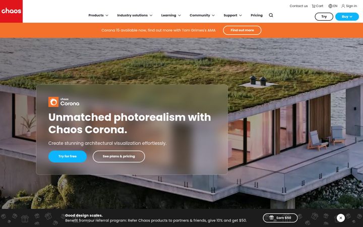 Screenshot of corona-renderer.com