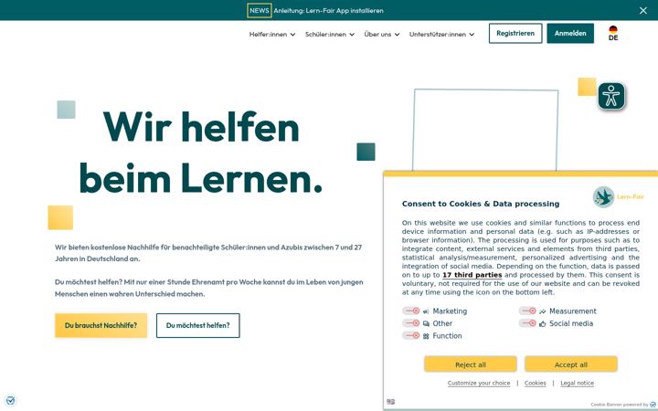 Screenshot of corona-school.de