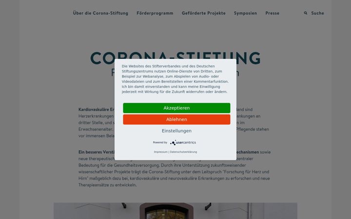 Screenshot of corona-stiftung.de
