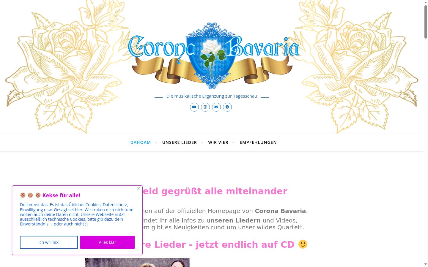 Screenshot del banner di consenso mostrato prima di qualsiasi interazione