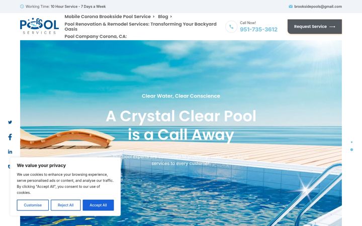 Screenshot of coronabrooksidepoolservice.com