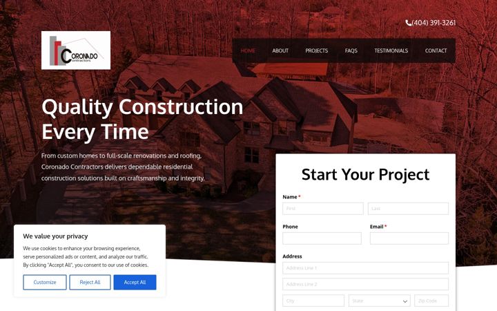 Screenshot of coronadocontractorstn.com