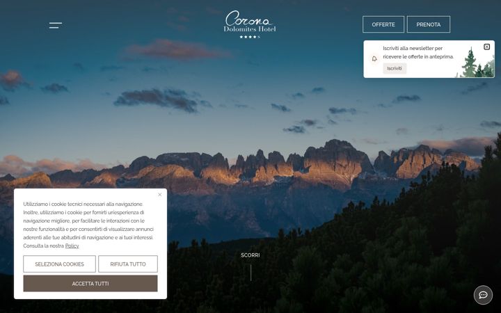 Screenshot of coronadolomiteshotel.com