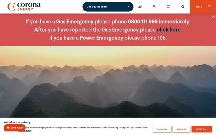 Screenshot of coronaenergy.co.uk