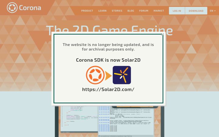Screenshot of coronalabs.com